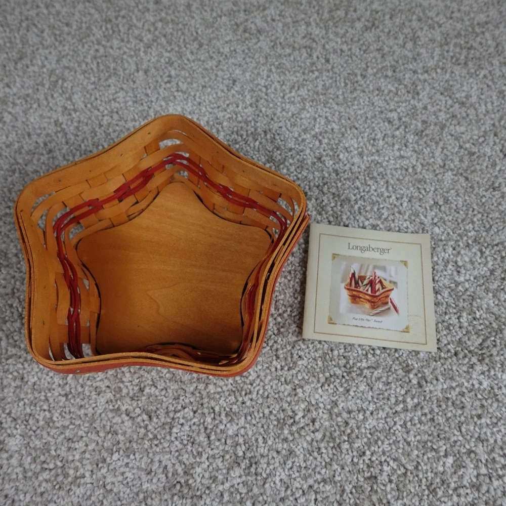 Longaberger 2001 Little Star Basket Red Accent Handwoven Wood Collectible‎ Ohio